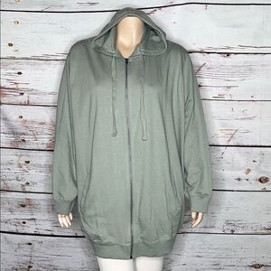 Ellos NWT Size 30/32 3X Sage Green Zip Front Hoodie Sweatshirt